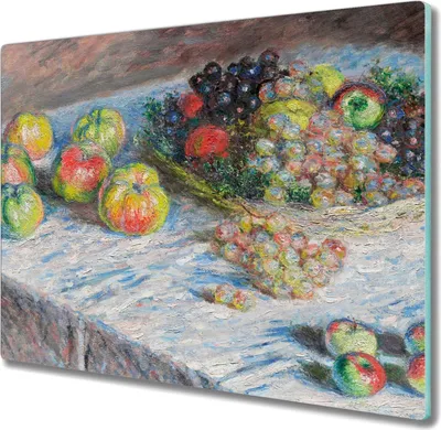 Produktbild von Coloray Hackbrett Küchenbrett Kochplattenabdeckung Schneidebrett Herdabdeckplatte 60x52 cm - Äpfel und Trauben Monet