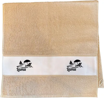Produktbild von Huuraa Handtuch Lamu Inselmotiv Kenia 50x100cm Sand Baumwolle Handtuch Geschenkidee