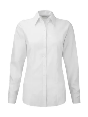 Produktbild von Russel Damen Bluse Business Shirt Longsleeve T-Shirt Oberteil langarm, Größe:XS (34), Farbe:Weiß