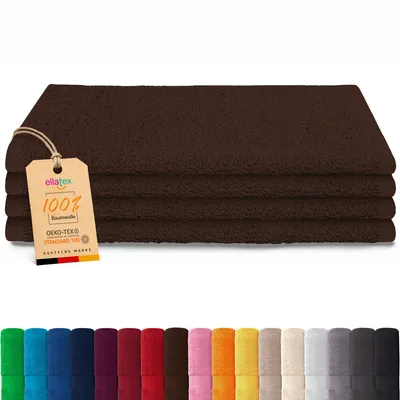 Produktbild von EllaTex PARIS 4er Set Seiftücher 30x30 cm – 100% Baumwolle, 500 g/m² Frottier, Vorteilspack, in Farbe: Chocolate