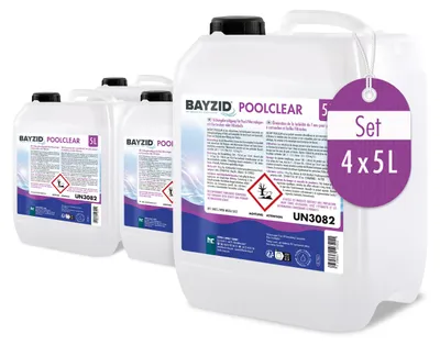 Produktbild von 4x5 L BAYZID® Poolclear Trübungsbeseitigung für Pool-Filter mit Kartuschen & Filterballs