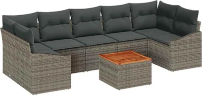 Immagine prodotto di vidaXL Set di divani da giardino con contenitore 8 pezzi in polirattan grigio