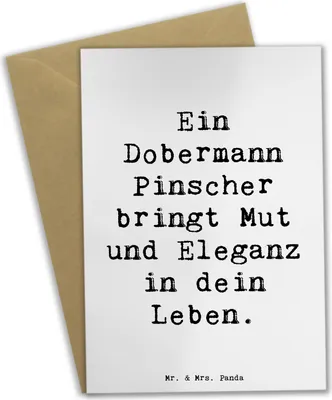 Produktbild von Mr. & Mrs. Panda Klappkarte Spruch Dobermann Pinscher - Weiß - Geschenk, Hunderassen Vielfalt, Glückwunschkarte, Hunderasse, Charakter, weihnachtskarten, Familienhund