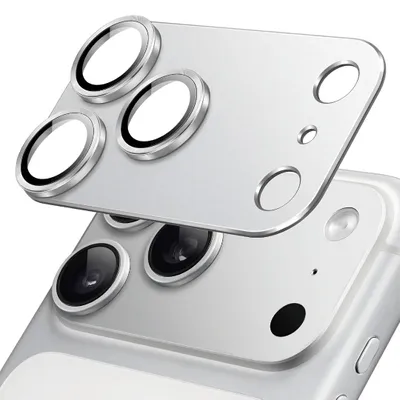 Produktbild von Kameraglas für Apple iPhone 17 Pro Titan Metall Kamera Schutzglas Panzerfolie 3D Titan Silber