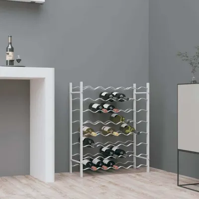 Produktbild von The Living Store Weinregal für 48 Flaschen Weiß Metall