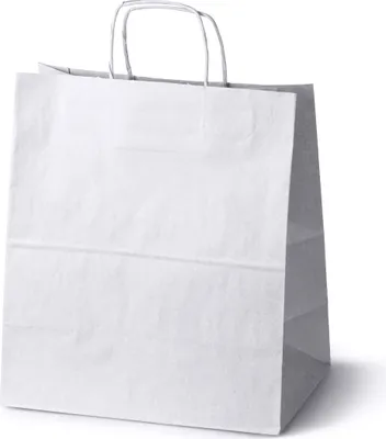 Produktbild von 100er-Set Papiertüten Öko – 30 × 17 × 34 cm, weiß, umweltfreundliche Tragetaschen