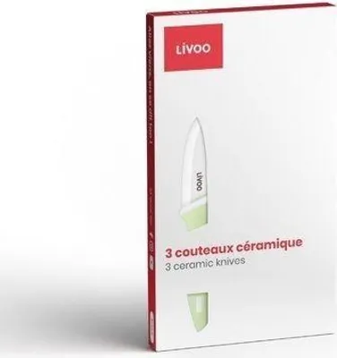 Immagine prodotto di Set di coltelli in Vetroceramica, LIVOO MEC137, 7,5 cm, 10 cm, 12,5 cm, lavabili in lavastoviglie