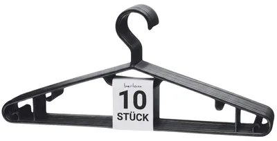 Productafbeelding van BERLONA kledinghangers, 10 stuks, klassieke hangers met zijhaken - zwart