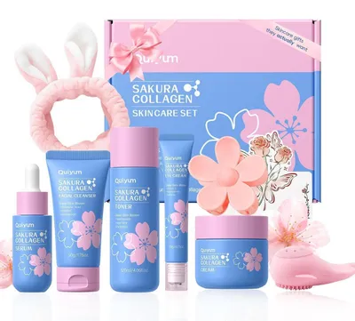 Produktbild von Hautpflege Set 8-teilig Anti-Aging Kollagen Kirschblüten Geschenkset für Frauen