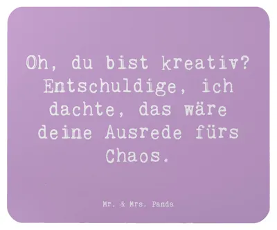 Produktbild von Mr. & Mrs. Panda Mousepad Spruch Kreatives Chaos - Lavendeltraum - Geschenk, Freude, einzigartig, Gefühl, Motivation, Kreativität, Mouse Pad, Zitat, pc, Mauspad, laptop