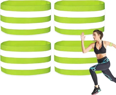 Produktbild von Reflektorband,4 Stücke Universal Doppel Reflektorbänder Running Sicherheitsband Reflektierend Neon Reflektorbänder für Radfahren Joggen Geeignete Reflektoren für Erwachsene