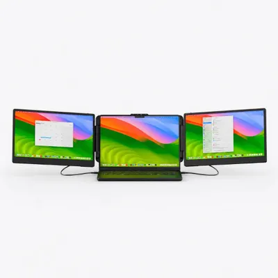 Produktbild von Alpha Pro 14,1 Zoll Triple Screen Portable Monitor, tragbare Laptop-Bildschirmerweiterung mit 2 Zusatzdisplays und klappbarem Ständer