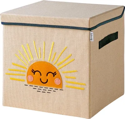 Produktbild von Lifeney Aufbewahrungsbox mit Deckel und Sonne I Spielzeugbox mit Motiv passend für Würfelregale I Ordnungsbox für das Kinderzimmer I Aufbewahrungskorb Kinder