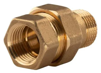Produktbild von Messing Gewinde-Fitting Verschraubung gerade flachdichtend 1/2'IG - 1/2'AG (DN 15) - schwere Ausführung