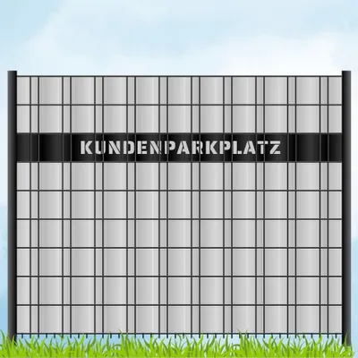 Produktbild von zaun|zu Sichtschutzstreifen mit Laser Beschriftung "KUNDENPARKPLATZ"  Doppelstab Tiefschwarz 2,55m