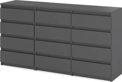 Zdjęcie produktu dla Komoda 12 Szuflad Szafka Nowoczesna Szara Mat Loft 180Cm Salon Sypialnia