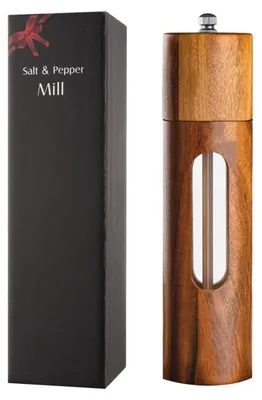 Produktbild von Zimilo Handbetriebener Pfeffermühle Salz- und Gewürzmühle Set, Acryl & Holz, Küchenmühle, verstellbar, für Salz, Pfeffer, Chili, Edelstahl Mechanik