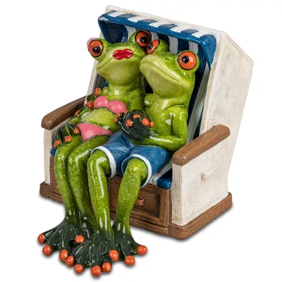 Produktbild von formano Froschpaar im Strandkorb 16 cm Figur lustige Frösche Dekoration