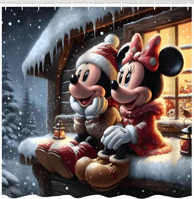 Productafbeelding van Design multifunctionele gordijnpanelen, 180x180 cm - Mickey en Minnie / IJskastel
