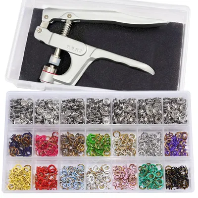 Druckknopf-Set mit Zange, 280 Stück, 9,5 mm, Messing, Gold