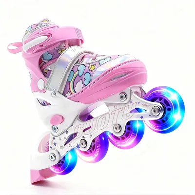 Produktbild von Suotu Inline Skates Einhorn – Inliner Kinder mit 4-fach verstellbarer Größe & LED-Rädern | Kinder-Rollschuhe mit ABEC-7 Kugellagern | Roller-Skates mit Schnallenverschluss