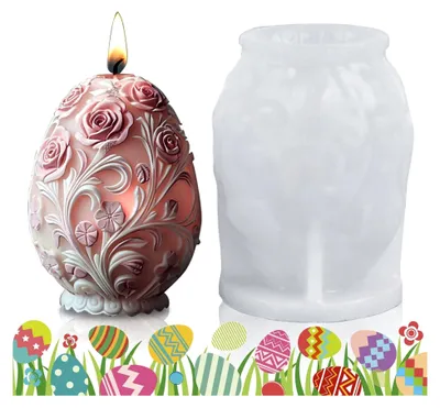 Produktbild von Silikonform für Ostern, Kerzenform für Ostern, Gießformen für Ostern, Silikonformen für Ostereier, 3D Kerzen Eierform für DIY Kerzen, Seife, Gips und Basteln