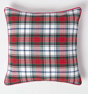 Produktbild von HOMESCAPES Roter Schottenmuster-Kissenbezug MacDuff, 60 x 60 cm