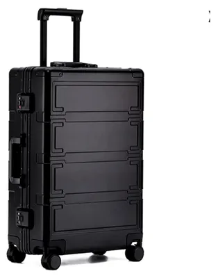 Produktbild von Hartschalenkoffer, Trolley, Kabine, komplett aus Aluminium, Hartschalenkoffer, Handgepäck, mit drehbaren Rollen und Schloss, Koffer mit Rollen, Metall, für Geschäftsreisen, Schwarz, 51CM-49L