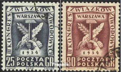 Produktbild von Briefmarken Polen 1954 Mi 847-848 (kompl.Ausg.) gestempelt Gewerkschaftskongress in Warschau