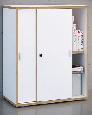 Produktbild von VCM Büroschrank mit 2 Fächern | moderner Aktenschrank mit Schiebetüren | Maße H. 74 x B. 60 x T. 37 cm – Salia 2-Fach