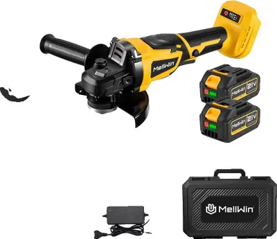 Produktbild von Winkelschleifer, bürstenloser Motor, 3-Geschwindigkeitsstufen, 2 Batterien Set