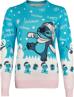Image de Pull de Noël Lilo & Stitch pour femmes, motif "Happy Stitchmas Snowball", multicolore, taille L