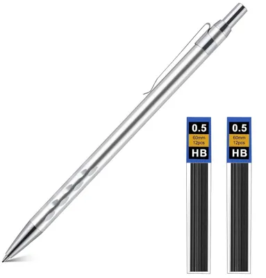 Immagine prodotto di Set di matite a grafite metalliche, punta 0,5 mm, mina HB, per scrivere e disegnare, colore argento