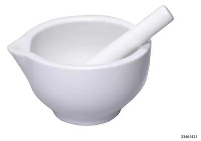 Mörser mit Stößel 10,5 cm, Keramik, Weiß
