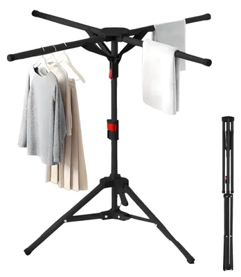 Wäscheständer klappbar, 4 Arme, höhenverstellbar 130-180 cm, schwarz