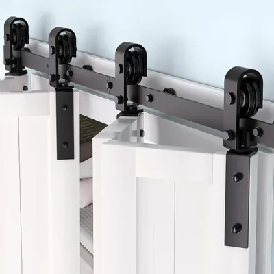 Produktbild von Schiebetür-Bausatz - 182 cm, Schwarz - Für zweifach öffnende Falttüren