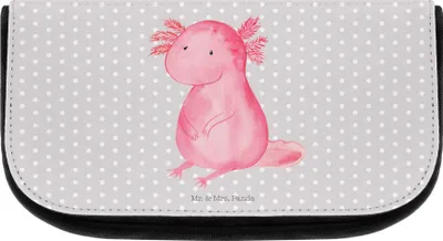 Produktbild von Mr. & Mrs. Panda Kulturbeutel Axolotl Niedlich - Grau Pastell - Geschenk, Freundin, Fröhlich, Liebe, Zufrieden, Waschtasche, Lebensweisheit, Schminktasche klein