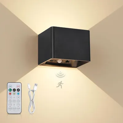 Produktbild von Kambo Wandleuchte Innen Akku RGB LED mit Bewegungsmelder, 2 Stück – Schwarz, Größe Quadratisch*2 rgb