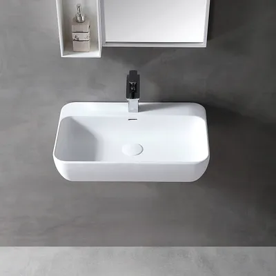 Produktbild von Wandwaschbecken Aufsatzbecken TWG201 - Mineralguss - Weiß matt - 60 x 40 x 14 cm