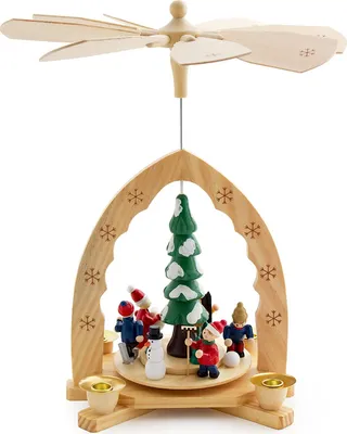Image de BRUBAKER Pyramide de Noël en bois à 1 étage - 30 cm - Sapin de Noël avec scène d'hiver