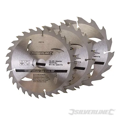 Obrázek produktu pro Silverline 292712 TCT pilové kotouče 16, 24, 30 zubů, 3 ks