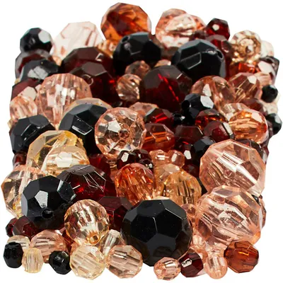 Produktbild von Facettenperlen, Größe 4-12 mm, Lochgröße 1-2,5 mm, ca. 860 Stk, Golden, 250 g/ 1 Pck [HOB-61880]
