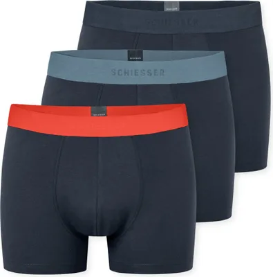 Produktbild von SCHIESSER Herren Boxershorts 3er Pack - Serie "95/5", Unterhose, Logobund Blau/Orange 2XL