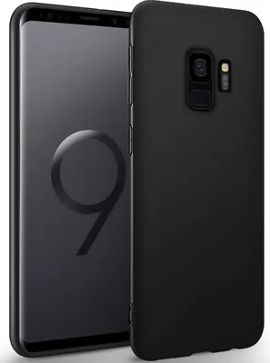 A black phone case is shown next to a smartphone.