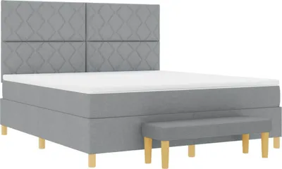 Image de vidaXL Lit boxspring avec matelas gris clair 180 x 200 cm Tissu