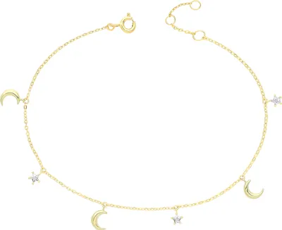 Image de Bracelet à breloques élégant pour femme en or 9 carats (375) avec zircone - 18 cm ; TRS34986