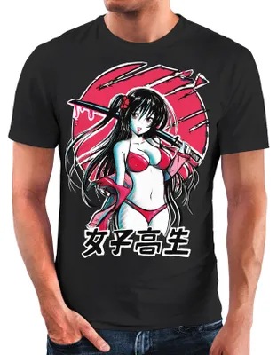 Produktbild von Neverless® Herren T-Shirt Anime Japan Asien Schriftzeichen Samurai Schwert Muskelshirt Muscle Shirt Fashion Streetstyle Neverless® schwarz XL