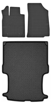Productafbeelding van Rubberen automatten + kofferbakmat voor Dacia Logan II 2012-2020 (stationwagen) – 3-delig, zwart, op maat – Wielganizator