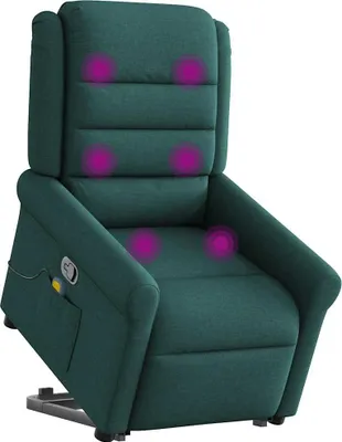 Produktbild von vidaXL Massagesessel mit Aufstehhilfe Dunkelgrün Stoff
