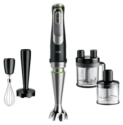Produktbild von Braun Stabmixer MultiQuick 9 MQ 9187XLI - Elektrischer mit stufenloser Geschwindigkeitseinstellung, 4-teiliges Zubehör-Set, 1200 Watt,